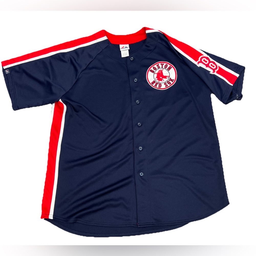 Majestic Boston Red Sox Jersey With Patches mens size 2XL unisex button down